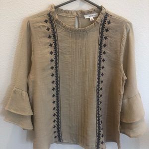 Khaki and Navy Blouse